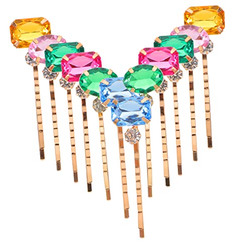 LOORGVEL 12 Stücke Acryl Strass Haarspangen Clips Bunte Haarspangen für Damen Dekorative Bobby Pins Haarschmuck für Hochzeiten Haarnadeln mit Strasssteinen von LOORGVEL