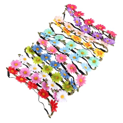 LOORGVEL 12 Stück Teiliges Daisy Haarband Bunte Blumenkränze für Frauen Mädchen Boho Haarreif Haarschmuck Modisch Komfortabel Geeignet für Festival Hochzeit Party von LOORGVEL