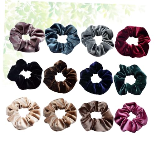 LOORGVEL 12 Stück Teiliges Farbiger Elastischer Samt Haargummis für Damen und Mädchen Sanft Dehnbar Fester Halt für Pferdeschwanz und Dutt Modisches Haar Accessoire für Alltag und von LOORGVEL