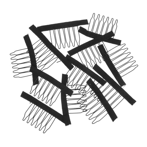 LOORGVEL 12 Stück Teiliges Haarnetz kammklammern aus Edelstahl mit Zähnen Schwarze Lace clipper für Perückenbefestigung Sicherer Halt für Damen für Haarstudio und Haarteile von LOORGVEL