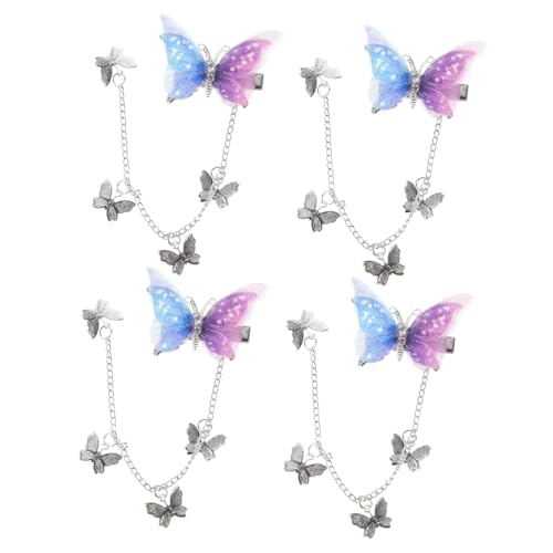 LOORGVEL 2 Paare Schmetterling Haarklammern mit Quasten Zarte Stoff Haarspangen für Damen Chinesischer Stil Blau Vielseitiger Haarschmuck für Partys Hochzeiten und Alltagslook von LOORGVEL