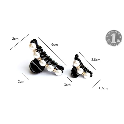 LOORGVEL 2 STÜCK Teiliges Perlen haarclip Damen und Mädchen Große und Kleine Haarklammern mit Funkelnden Strasssteinen Eleganter Haarschmuck für Stilvolle Frisuren Einfach zu Verwenden von LOORGVEL
