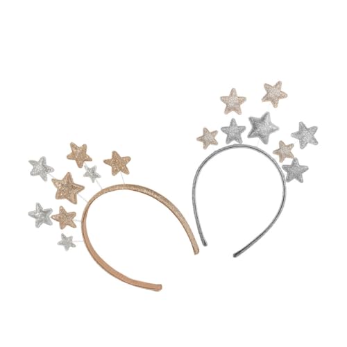 LOORGVEL 2 STÜCK Weihnachtliche Stern Haarreifen für Mädchen Kreative Stabile Metall Stirnbänder in Gold und Silber Festliche Kopfschmuck Accessoires für Geburtstag und Party von LOORGVEL