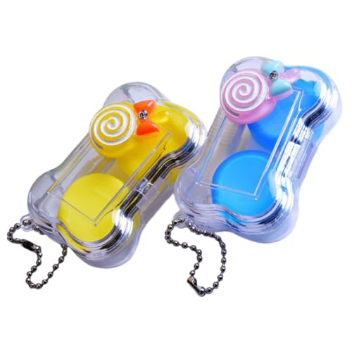 LOORGVEL 2 Sätze Bunte Kontaktlinsenbox Kleine Aufbewahrungsbehälter Robust und Hygienisch für Unterwegs Damen Reise Staubdicht Langlebig Praktischer Outdoor linsenbehälter Zufällige Farbe von LOORGVEL