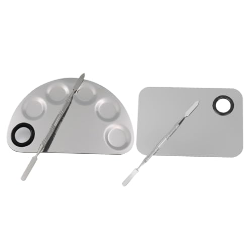 LOORGVEL 2 Sätze Edelstahl Make up Mischpalette Langlebige Kosmetik Mischpaletten Mischen von Foundation Lippenstift Lidschatten und Nageldesign Vielseitiges Beauty Werkzeug von LOORGVEL