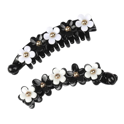 LOORGVEL 2 Stück Acryl Haarklammer Fünfblättrige Blütenform Bananen Haarspangen Damen Haarklammern Haar Ponytail Halter Rutschfest Für Dickes und Dünnes Haar Stylish Haarschmuck für Frauen von LOORGVEL