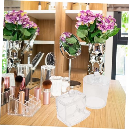 LOORGVEL 2 Stück Acryl Kosmetik Organizer mit Deckel Platzsparende Aufbewahrungsbox für Wattepads und Wattestäbchen Langlebige Kosmetikbox mit Guter Abdichtung für Hautpflege und Kleine von LOORGVEL