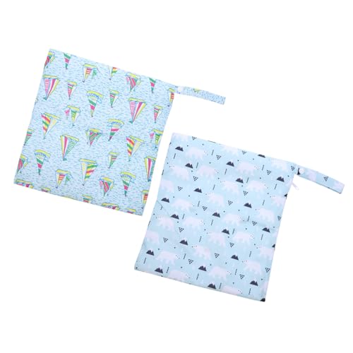 LOORGVEL 2 Stück Bedruckte Windeltaschen aus Wasserdichtem TPU und Atmungsaktivem Wiederverwendbare Feucht Trockenbeutel Wickeltasche für Unterwegs und Mobilität von LOORGVEL