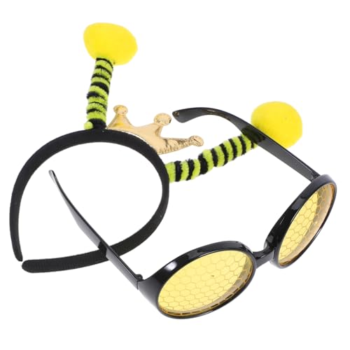LOORGVEL 2 Stück Bienen Stirnband und Sonnenbrille Set Teiliges Party Accessoire Lustiges Bienenkostüm für Erwachsene und Leichtes Strapazierfähiges Material Geeignet für Festival und von LOORGVEL
