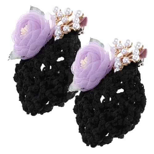 LOORGVEL 2 Stück Blumen Haarnetz Clip Stabiles Haarnetz für Dutt Minimalistischer Haarschmuck Damen Eleganter Haarspangen Beretts zum Haare Fixieren Geeignet für Tanz und Alltag von LOORGVEL