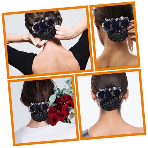 LOORGVEL 2 Stück Blumen Haarnetz Clips Stoff Haarklammern mit Netzstruktur Schicke Haarnadeln für Dutt Stilvoller Haarschmuck für Damen Geeignet für Business und Festliche Anlässe von LOORGVEL