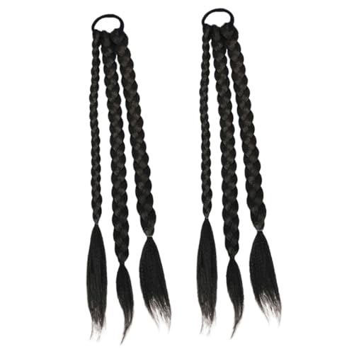 LOORGVEL 2 Stück Braided Ponytail Extensions Synthetische Lange Zopfverlängerung mit Hohem Temperaturwiderstand Elastische Matte Optik Natürliches Styling für Damen Vielseitig für Alltag von LOORGVEL