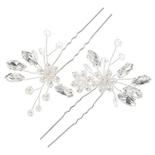 LOORGVEL 2 Stück Braut Haarschmuck Teiliges Set Perlen Haarnadeln Hochzeits Haarschmuck mit Strass Elegant Stabil für Festliche Frisuren und Fotoshootings Geeignet von LOORGVEL