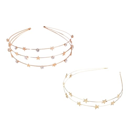 LOORGVEL 2 Stück Doppellagiges Stern Stirnband Eleganter Haarschmuck Damen Mädchen Party Haaraccessoire Modisch Komfortabel Material Passend für Fest Frisur von LOORGVEL