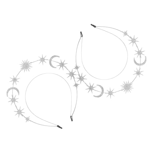 LOORGVEL 2 Stück Doppelter Metall Haarreif mit Stern Mond anhängern Göttinnen Krone Stabile Vielseitig für Damen Festliche Anlässe Sicherer Halt Langlebiges Design von LOORGVEL