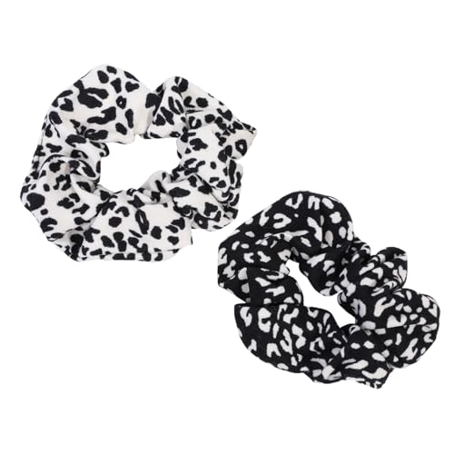 LOORGVEL 2 Stück Elastische Leopardenmuster Haargummis Sanft zum Haar Dehnbar Komfortabel Vielseitig für Pferdeschwanz Dutt Geflochtenes Modisches Haaraccessoire für Damen und Mädchen von LOORGVEL
