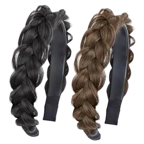 LOORGVEL 2 Stück Geflochtenes Stirnband Synthetisches Kunsthaar Natürlich Wirkendes Zopfhaarteil Komfortables Hautfreundliches Haaraccessoire für Damen Vielseitig für Party Bühne Alltag von LOORGVEL