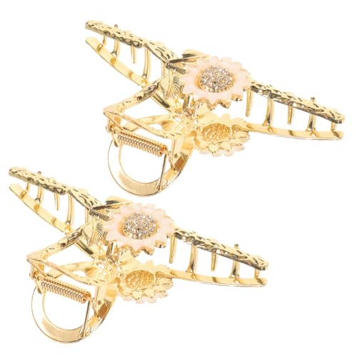 LOORGVEL 2 Stück Große Haarklammer für Dickes Haar Metall Haarspangen mit Sonnenblumen Design Rutschfeste Haarklammern für Damen und Mädchen Langlebige Modeaccessoires zur Haarstyling von LOORGVEL