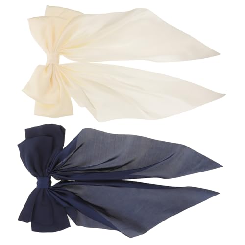 LOORGVEL 2 Stück Große Haarklammern mit Schleife Stilvolle Haarschleifen mit Langem Satinband Modische Haarspangen für Damen Vielseitiger Haarschmuck für Alltag Party Büro und von LOORGVEL