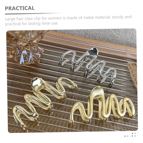LOORGVEL 2 Stück Große Metallische Haarklammer für Dickes Haar in Gold und Silber Modische Wellenform Volumengebend Vielseitig für Frauen Stilvoller Haarschmuck für Alltag und Arbeit von LOORGVEL