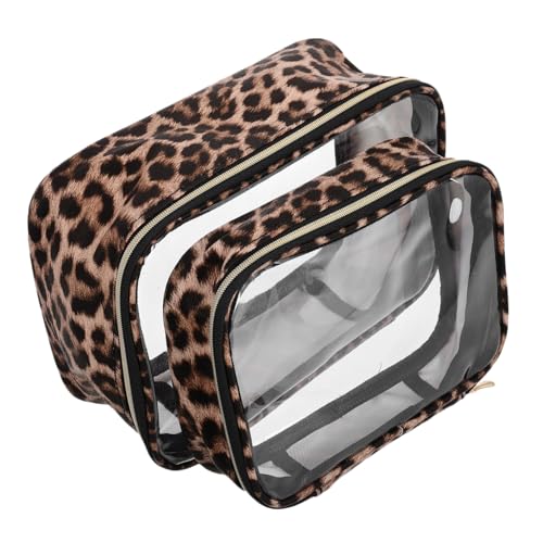 LOORGVEL 2 Stück Große wasserdichte Leopard Druck Reise Kosmetiktasche Transparente Toiletten Organizer für Damen für Reisen Camping und Business Trips von LOORGVEL