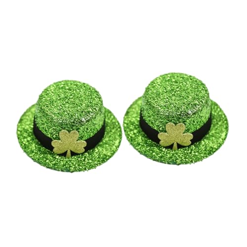 LOORGVEL 2 Stück Grüne Haarklammern Kleeblatt Hut Design St Patricks Day Accessoires Party Haarschmuck für Damen und Herren Langlebiges Material Festliches Styling von LOORGVEL