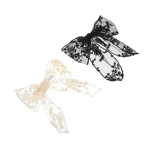 LOORGVEL 2 Stück Haarschleifen Clips Schwarze und Weiße Schleifen Haarspangen für Damen Rutschfeste Haarklammern für Verschiedene Anlässe für Dickes und Dünnes Haar von LOORGVEL