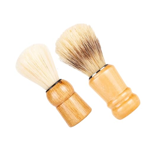 LOORGVEL 2 Stück Hochwertiger Holzgriff Rasierpinsel Männer Bartpflege Wildschweinborsten Langlebig Leicht Reise und Salon Gebrauch Geschenk für Herren von LOORGVEL