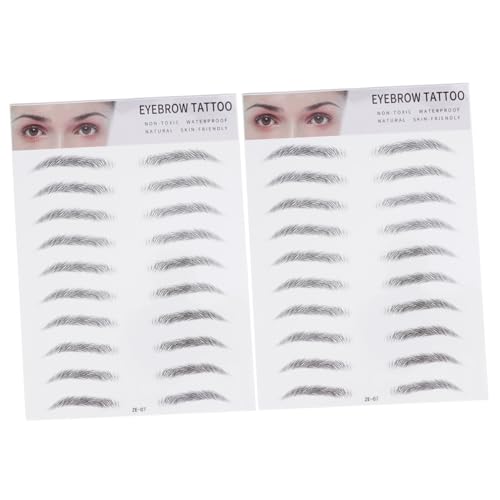 LOORGVEL 2 Stück Imitation Augenbrauen Transfer Sticker Schwarz Hautfreundlich Natürliche Einfache Anwendung für Männer und Frauen Langanhaltend Hautschäden von LOORGVEL