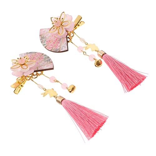 LOORGVEL 2 Stück Japanische Fächer Haarklammern Cherry Haarspange Kimono Haaraccessoires für Damen Traditioneller Haarschmuck Festlich Elegant von LOORGVEL