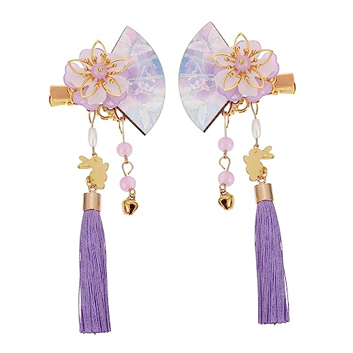 LOORGVEL 2 Stück Japanischer Stil Haarklammer Blumenform Haarclip mit Perlen und Quasten Langlebige Damen Haarschmuck Accessoires für Charmante Frisuren und Fotografie von LOORGVEL