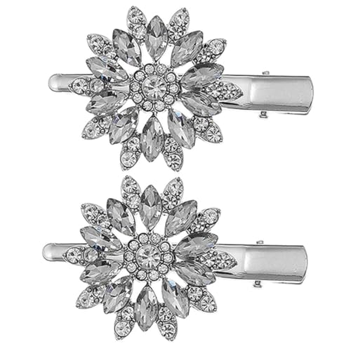 LOORGVEL 2 Stück Kristallblumen Haarclip mit Funkelnden Strasssteinen Leichte Metall haarspangen Modische Haarklammern für Damen Geeignet für Hochzeiten Partys und Alltag von LOORGVEL