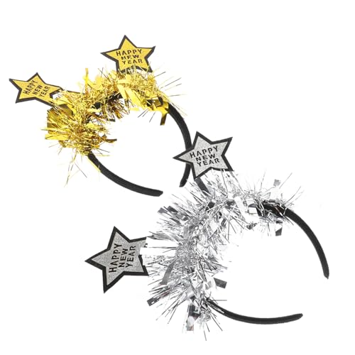 LOORGVEL 2 Stück Neujahr Kopfschmuck Feiertagsstirnbänder Für Feiertage Fiesta Neujahrsbanner Party Dekorationen Weihnachten Stirnband Silvester Zubehör Neujahrszubehör Filzstoff von LOORGVEL