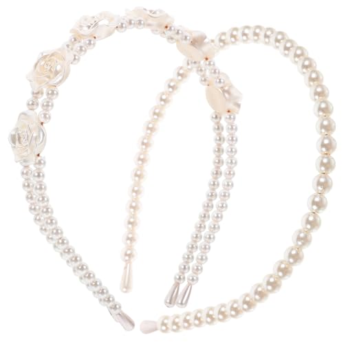 LOORGVEL 2 Stück Perlen-haarreifen Damen Elegant Modisch Haarschmuck für Hochzeiten Partys Vielseitig Kombinierbar Stilvoller Kopfschmuck für Frauen und Mädchen von LOORGVEL