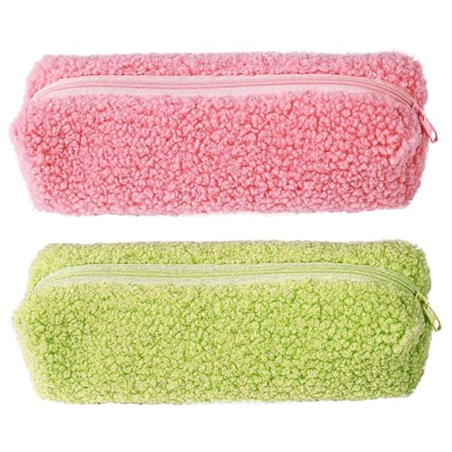 LOORGVEL 2 Stück Plüsch Federmäppchen Weiche Stifttasche mit Vielseitiger Aufbewahrung Tragbares Kosmetik und Schreibwarenetui Geeignet für Mädchen und Teens Praktische Zufällige Farbe von LOORGVEL