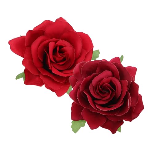 LOORGVEL 2stücke Rote Rosen Haarklammern Haarspangen Für Damen Und Mädchen Blumen Broschen Für Hochzeit Partys Und Alltag Vielseitige Haaraccessoires in Rot Und Weinrot von LOORGVEL