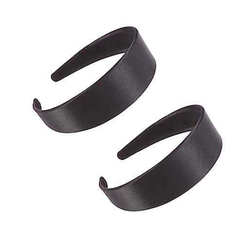 LOORGVEL 2 Stück Satin Haarreif Damen Breitkrempiges Haarband Elegant Haarschmuck Schwarz für Party Weihnachten und Alltag von LOORGVEL