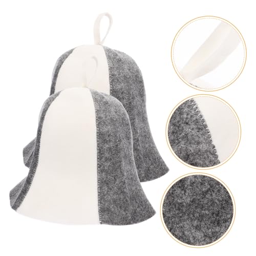 LOORGVEL 2 Stück Saunahut aus Leichtem Filz Atmungsaktiv Wiederverwendbar Sauna Mütze für Damen und Herren Schutz vor Trockenem Haar für Sauna Zuhause und Dampfbad von LOORGVEL