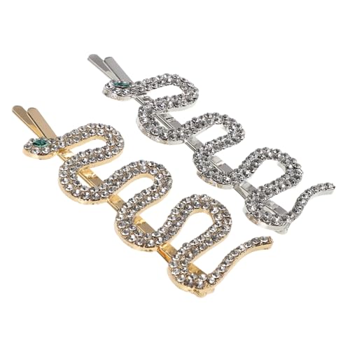 LOORGVEL 2 Stück Schlangen haarspangen aus Electroplattiertem Metall mit Weißen Kristallen und Strass für Damen und Mädchen Modischer Haarschmuck in Gold und Silber für Hochzeit und von LOORGVEL