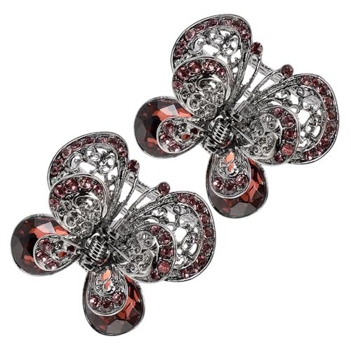 LOORGVEL 2 Stück Schmetterling Haarklammern mit Großen Strasssteinen Vintage Damen Haarspangen Leichter Kristall Haarclip für Alltag Hochzeit Party und Festtagsfrisuren von LOORGVEL