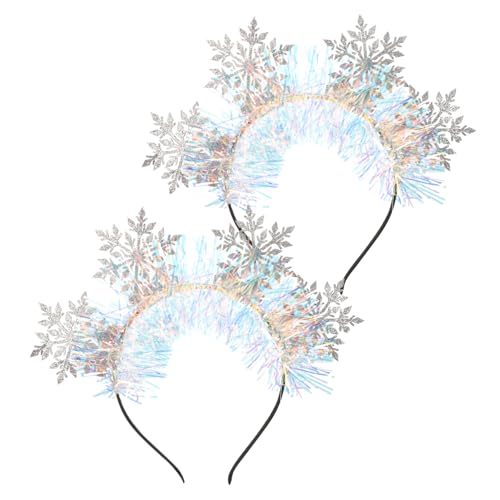 LOORGVEL 2 Stück Schneeflocken Haarreif Festlich Weihnachtlich Komfortabel für Damen und Mädchen Party Deko Vielseitig Kombinierbar Winterliches Haaraccessoire von LOORGVEL