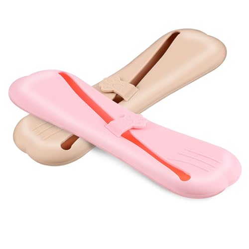 LOORGVEL 2 Stück Silikon Make up Pinselhalter Tragbar Kosmetik Organizer für Lidschatten Augenbrauenpinsel Flexibler Reise Make up pinselhalter mit Rutschfesten Noppen für Gleichmäßiges von LOORGVEL