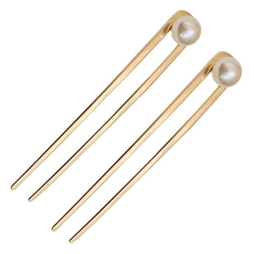 LOORGVEL 2 Stück Teilig Metall Haargabel mit Perlen Stilvoller Haarschmuck für Damen Stabiler Dutt Halter zum Hochstecken Vielseitiges Haar Accessoire für Party Alltag und Festlichkeiten von LOORGVEL