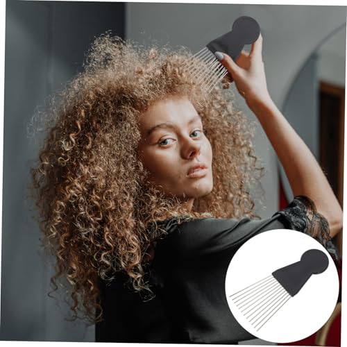 LOORGVEL 2 Stück Teiliges Afro Haarkamm für Männer Schwarzer Stahlstift Haarkamm mit Breiten Zähnen Schonend für Kopfhaut für Lockiges Haar Salon Heimgebrauch Fördert Blutkreislauf von LOORGVEL