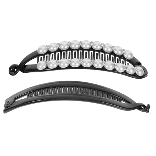 LOORGVEL 2 Stück Teiliges Banana Clips mit Perlen Haarklammern für Damen Sicherer für Dickes und Eleganter Haarschmuck und Stylisches Accessoire von LOORGVEL