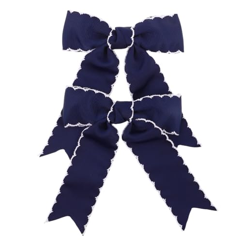 LOORGVEL 2 Stück Teiliges Blaue Haarspangen für Mädchen Lange Schleifen mit Weichem Band und Verspieltem Schleifendesign Sanfte Komfortable Haarschmuckclips für Schule Party und Alltag von LOORGVEL