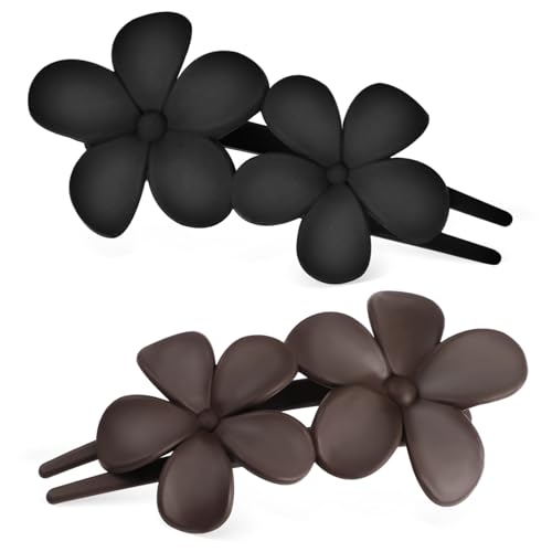 LOORGVEL 2 Stück Teiliges Blumige Haarklammern Flach Leichte Haarspangen für Damen Hochzeit Styling Accessoires in Schwarz von LOORGVEL