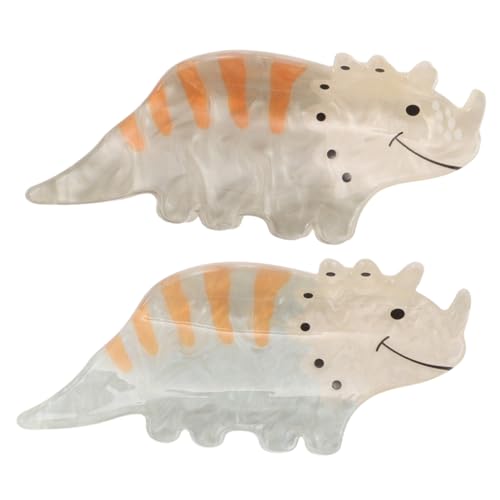 LOORGVEL 2 Stück Teiliges Dinosaurier Haarspangen aus Robustem Acryl mit Rutschfestem Griff Niedliche Tierform Haarklammern für Frauen und Mädchen zum Schnellen Styling von Dutt oder von LOORGVEL