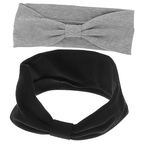 LOORGVEL 2 Stück Teiliges Elastisches Atmungsaktives Sweatband Haarband mit Breitem Rand Schweißabsorbierend Bequem Vielseitig für Yoga Laufen Basketball und Outdoor Sport Geeignet Schwarz von LOORGVEL