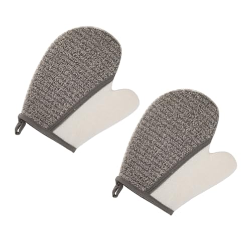 LOORGVEL 2 Stück Teiliges Flachs Peeling badetuch Doppelseitige Grobe Peelinghandschuhe für Körperreinigung Sanfte Massage Starke Hautreinigung Hygienisch Schnell Trocknend für Zuhause und von LOORGVEL